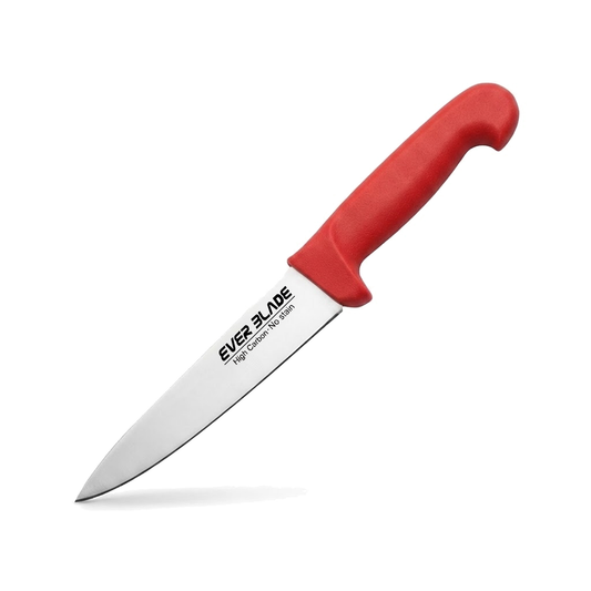 ever blade chef knife 160mm with red handle on white background