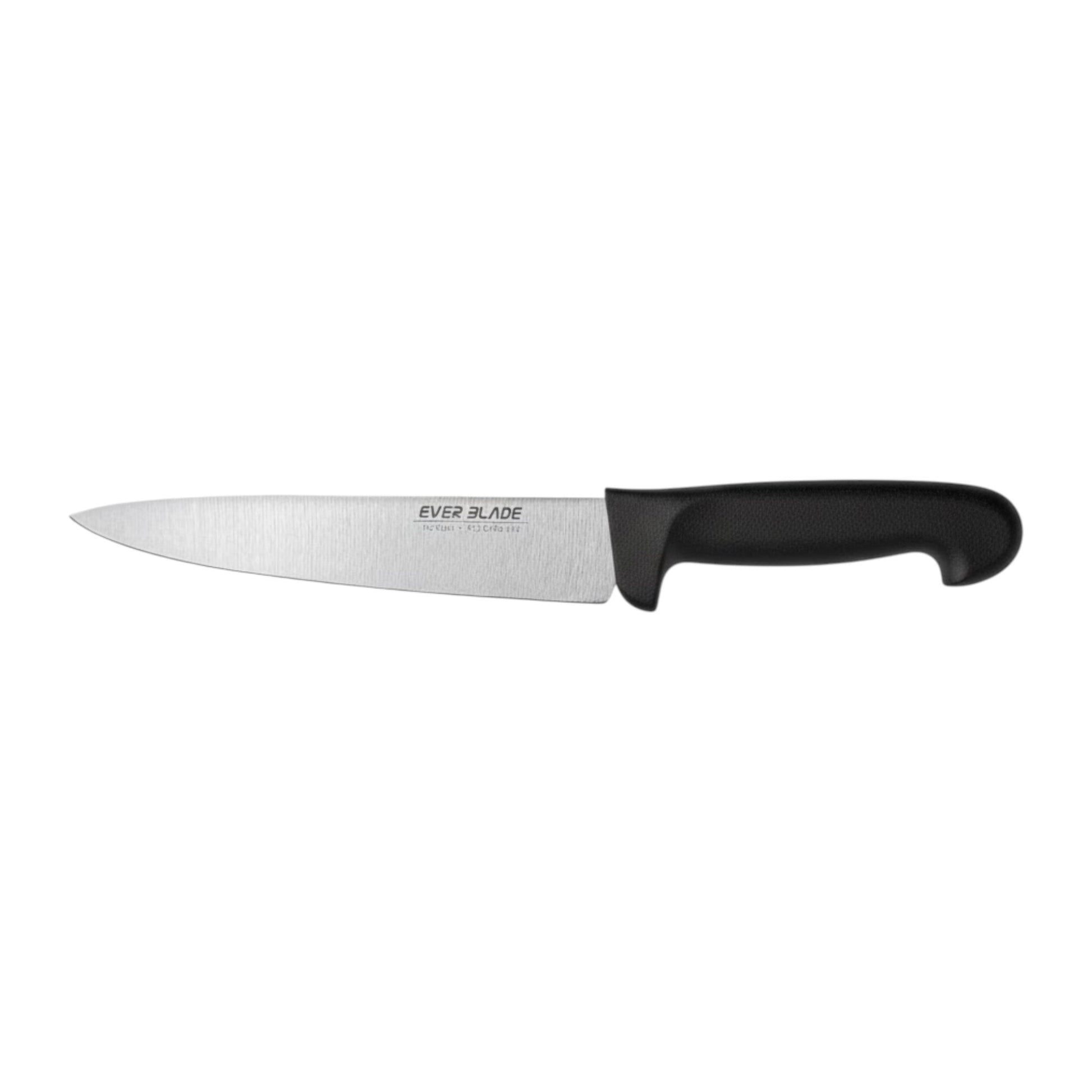 ever blade chef knife showing full length and black handle design