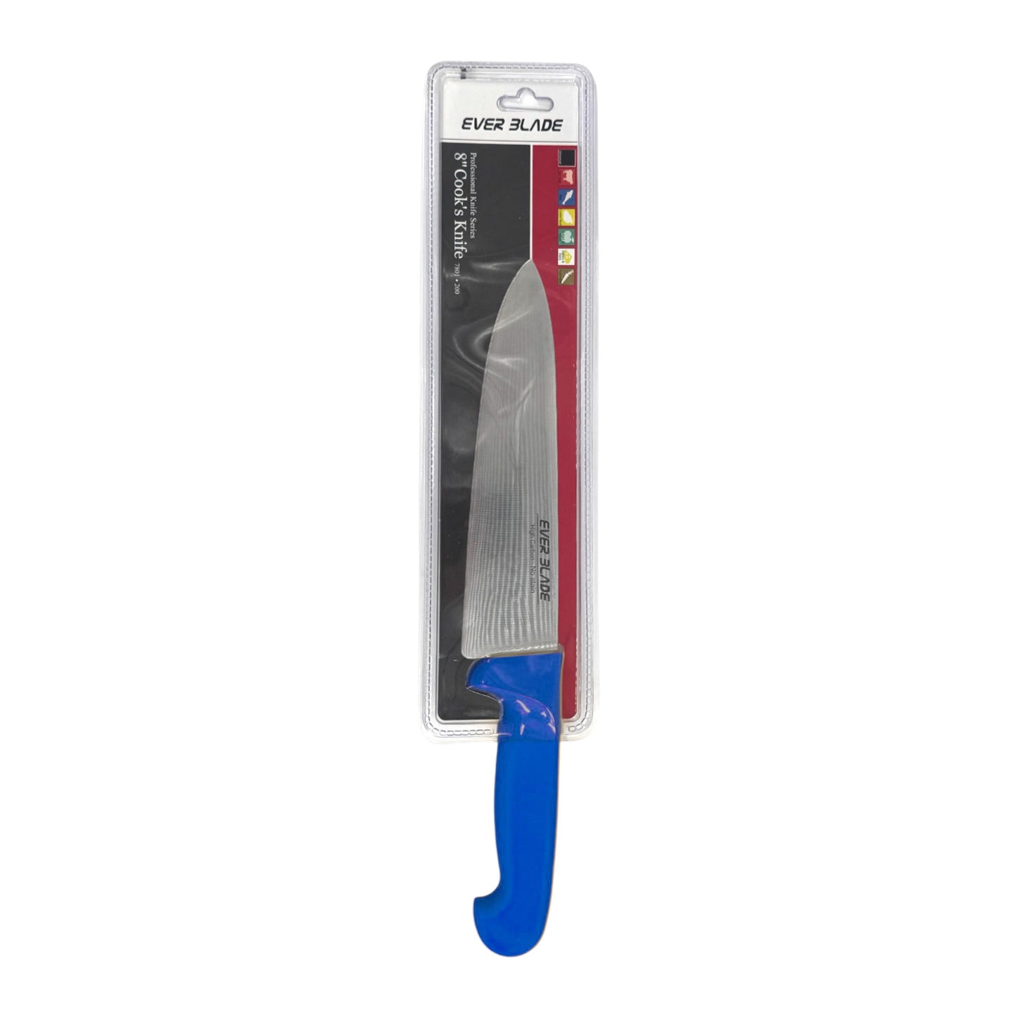 ever blade chef knife 200mm with blue handle in packaging