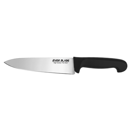 ever blade chef knife showing full length and black handle design