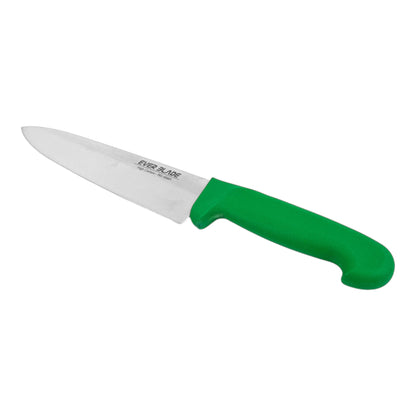 ever blade chef knife showing full length and green handle design