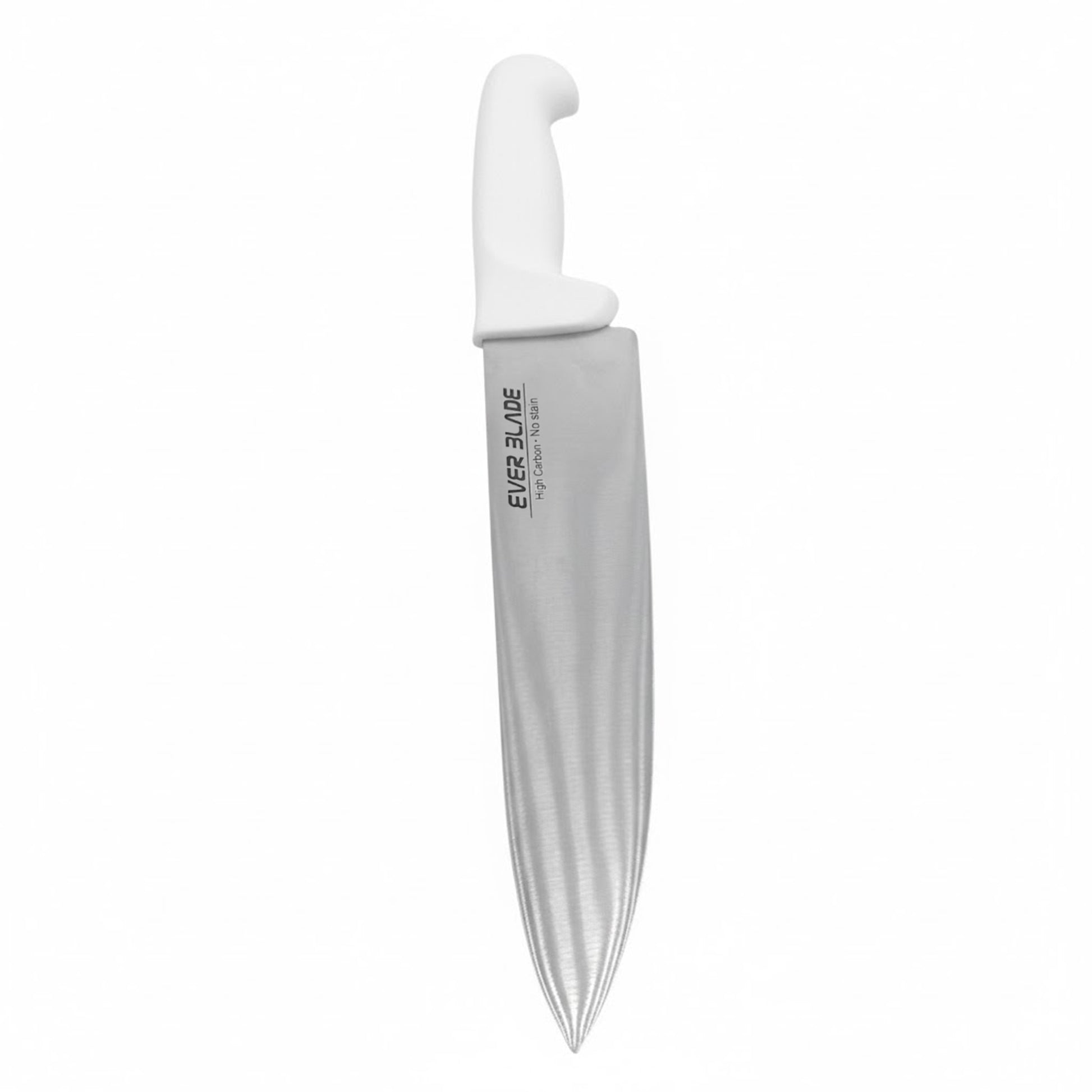 ever blade chef knife showing full length and white handle design