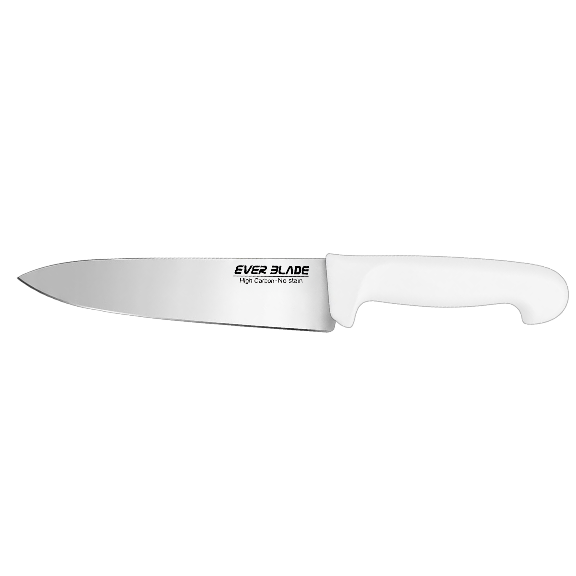 ever blade chef knife showing full length and white handle design