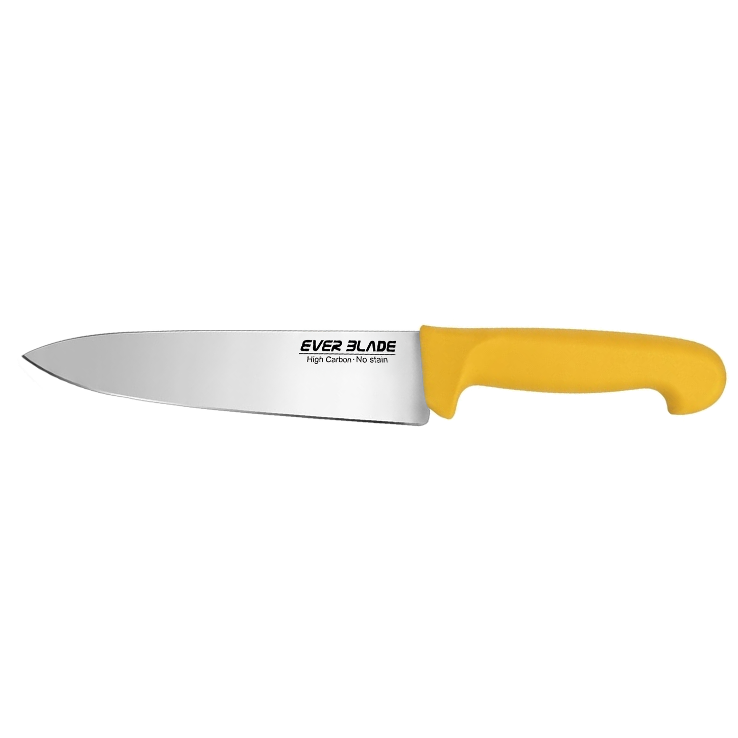 ever blade chef knife showing full length and yellow handle design