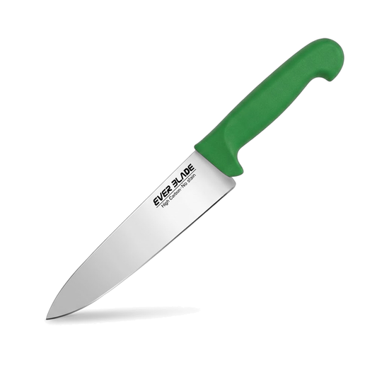 ever blade chef knife 200mm with green handle on white background