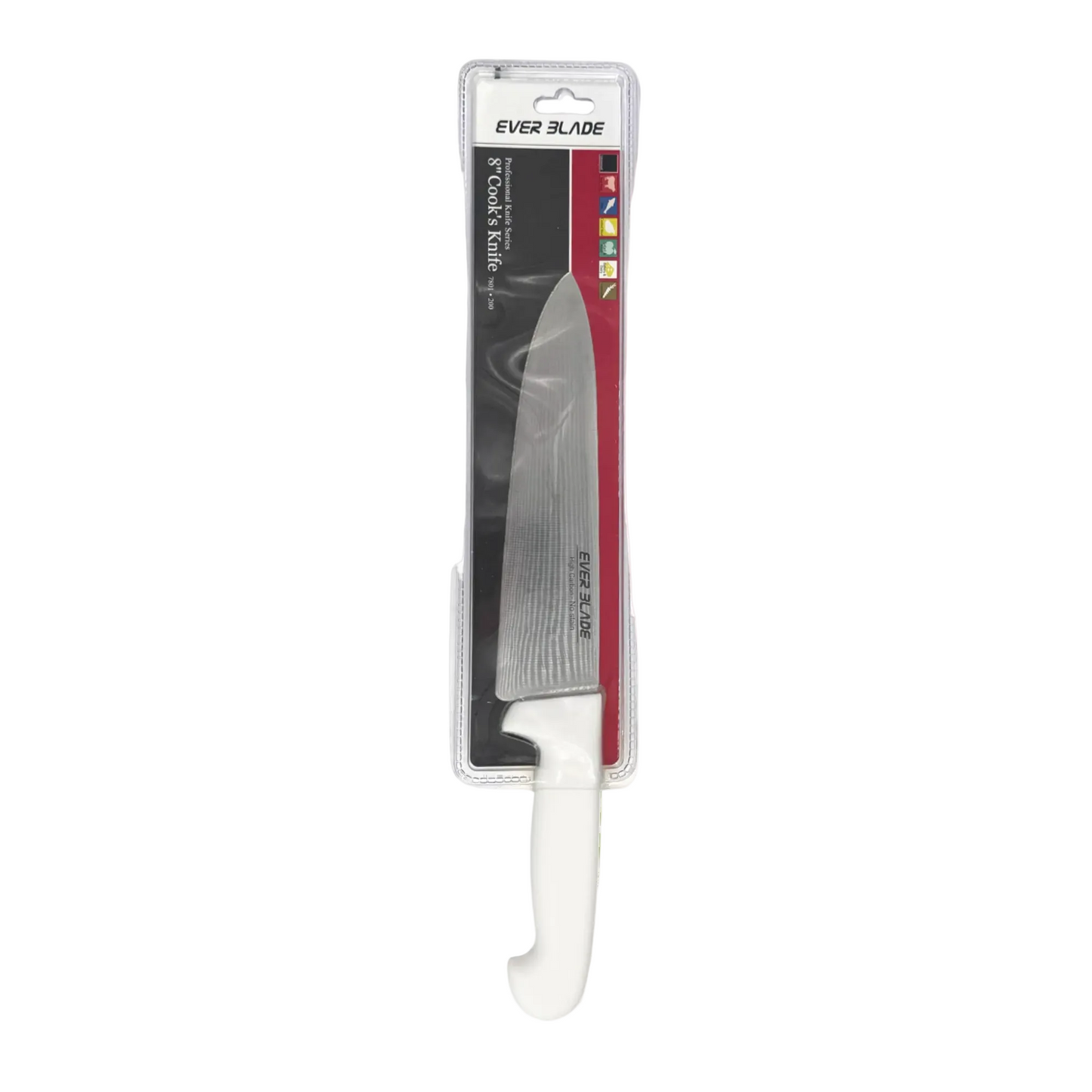 ever blade chef knife 200mm with white handle in packaging