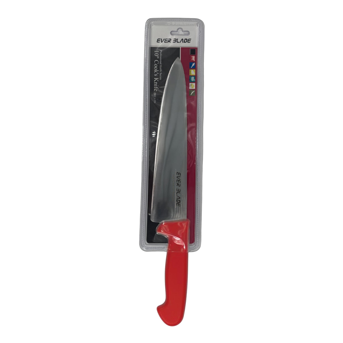 ever blade chef knife 250mm with red handle in packaging