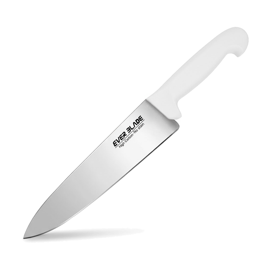 ever blade chef knife 250mm with white handle on white background