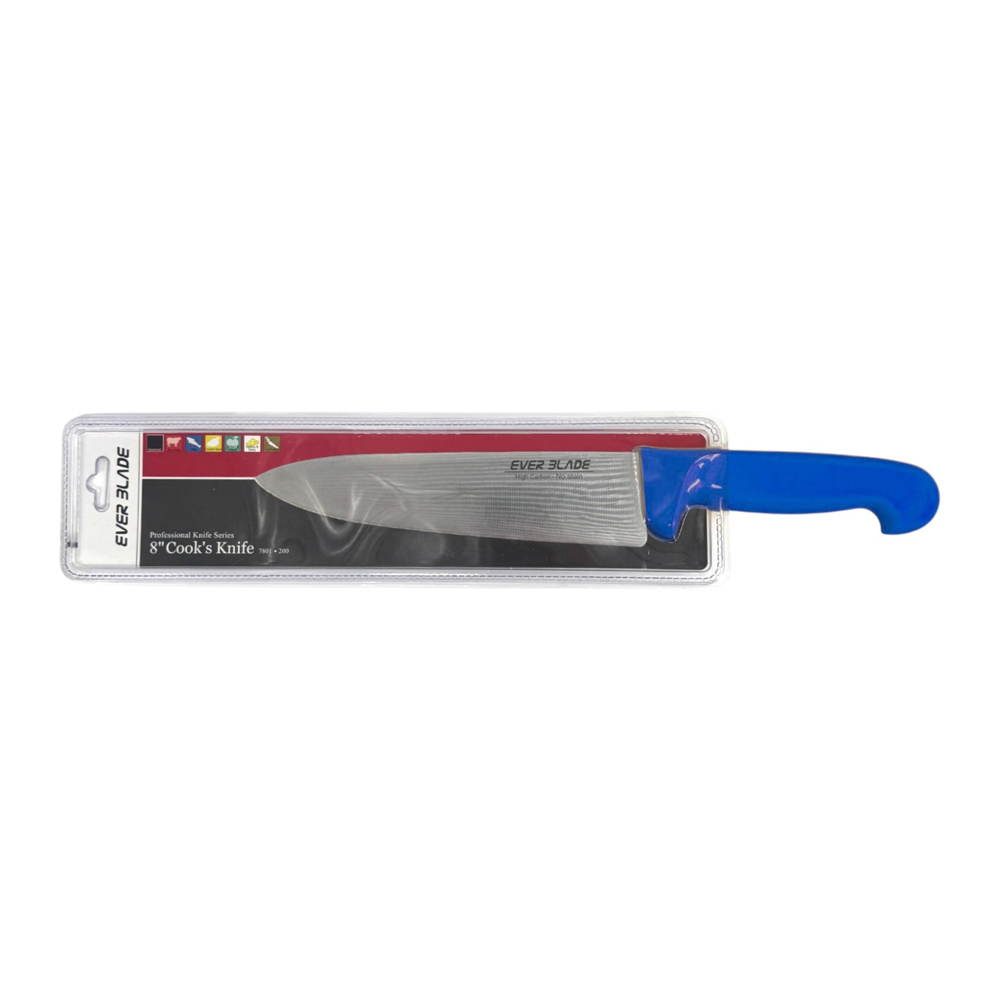 ever blade chef knife 200mm blue handle packaging landscape view