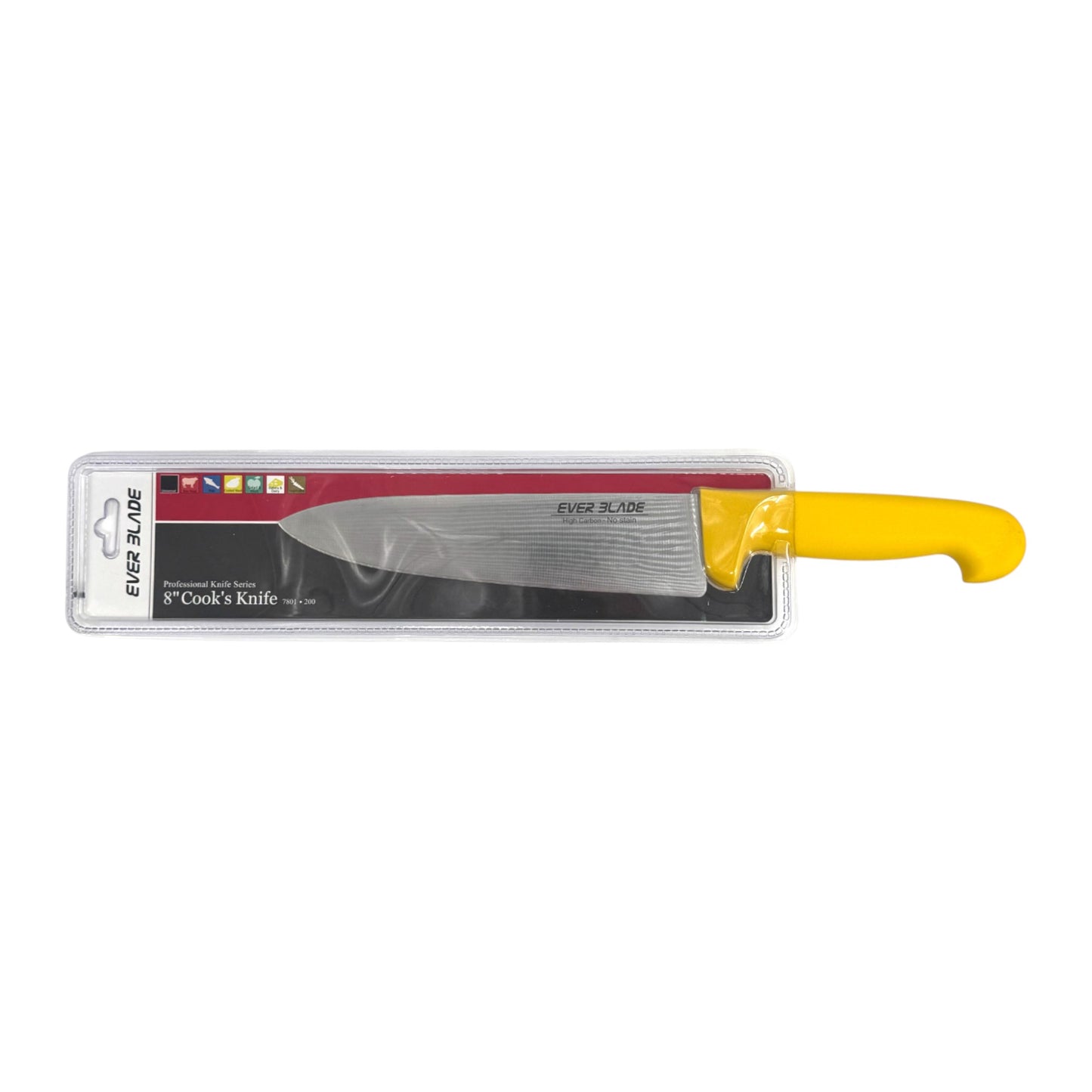 ever blade chef knife 200mm yellow handle packaging landscape view