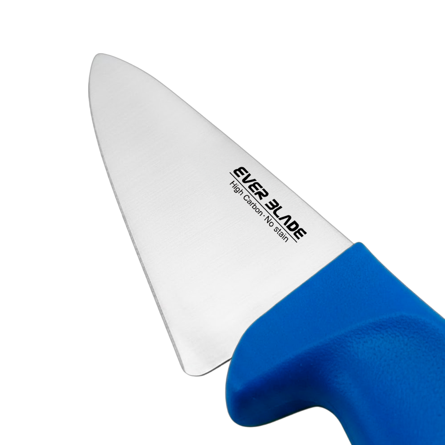close up of japanese stainless steel blade on ever blade 200mm chef knife