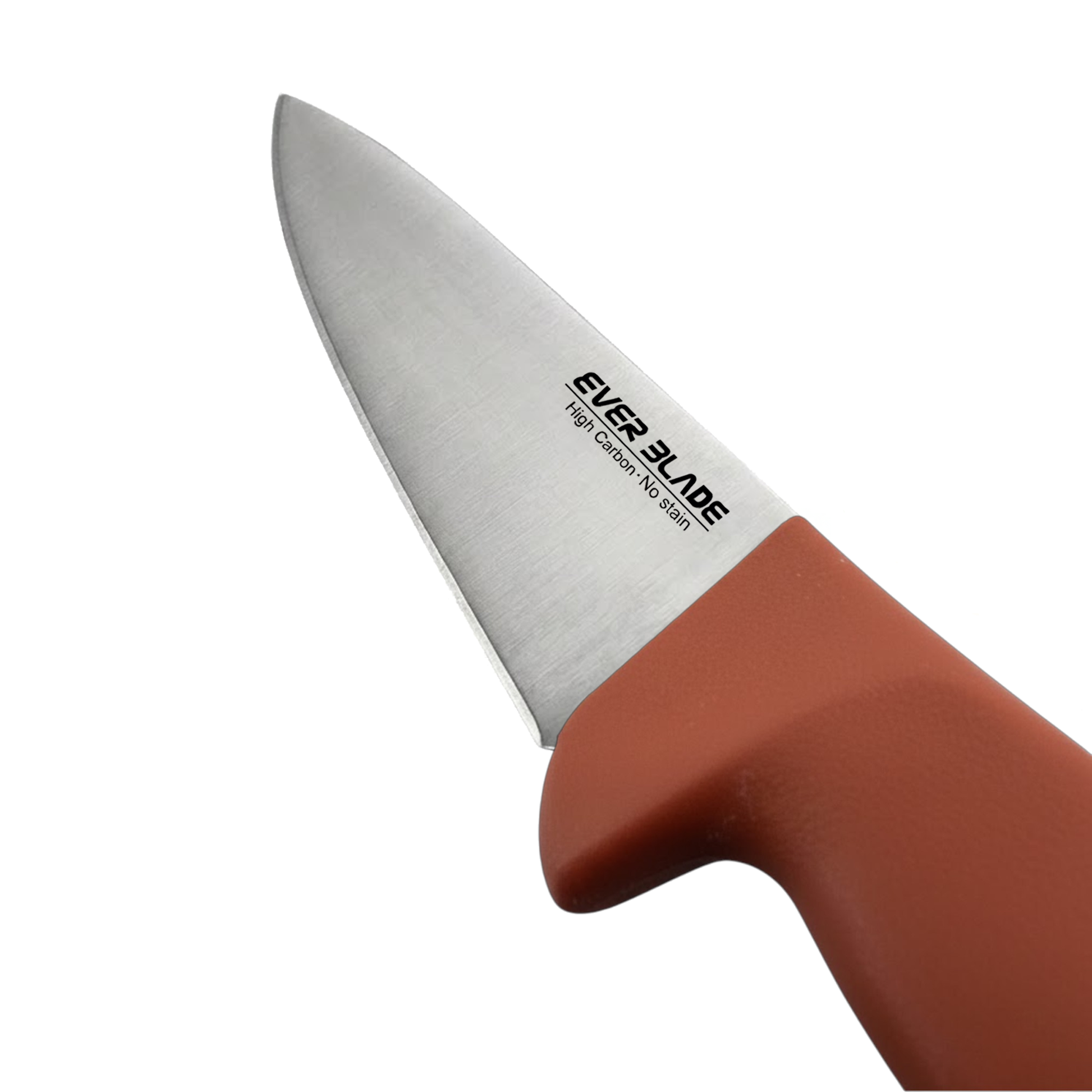close up of japanese stainless steel blade on ever blade 160mm chef knife