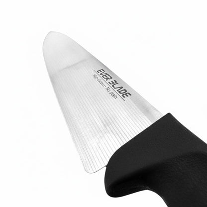 close up of japanese stainless steel blade on ever blade 200mm chef knife