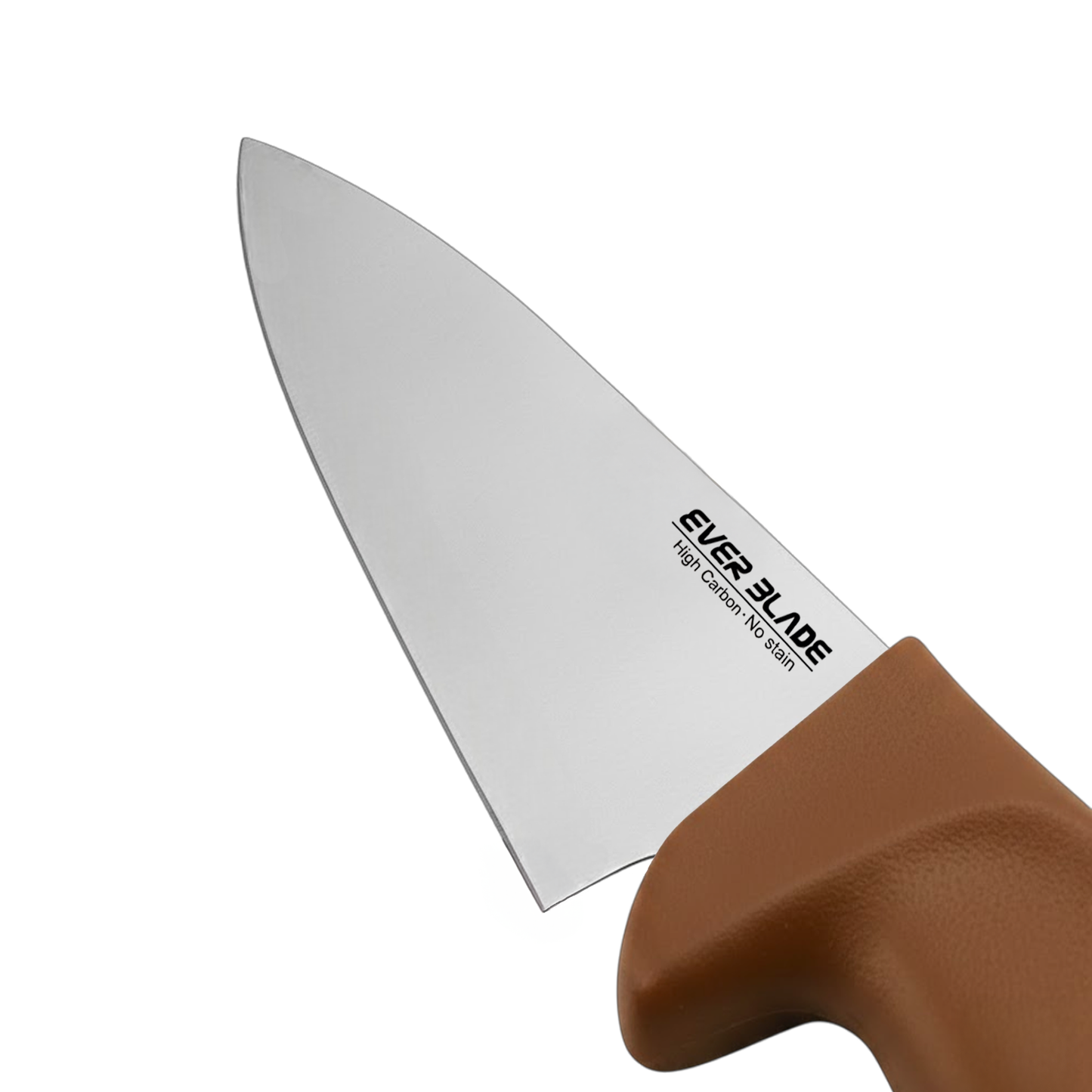 close up of japanese stainless steel blade on ever blade 250mm chef knife