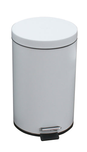 Steel Pedal Bin White, 12L - Premium Bins from Chabrias Ltd - Just £19.99! Shop now at Chabrias Ltd