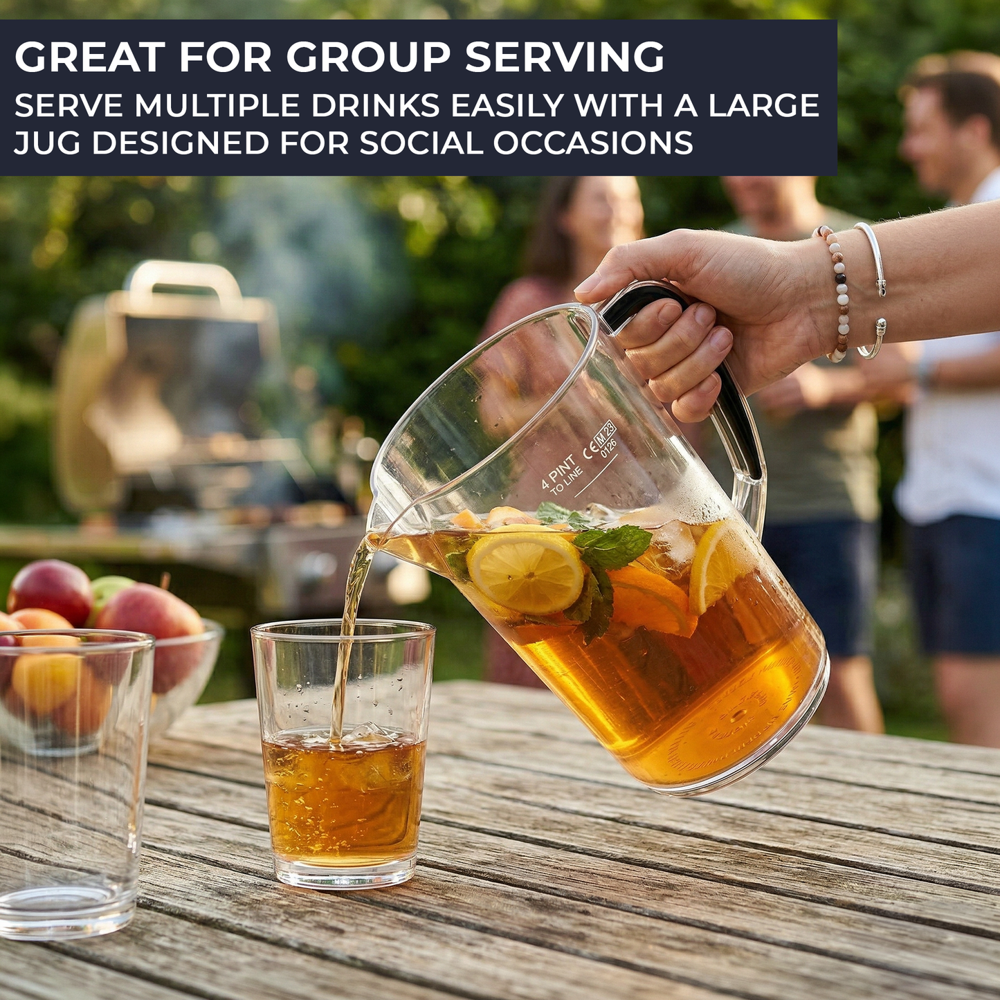 plastic jug with easy pour spout and ergonomic handle controlled pouring