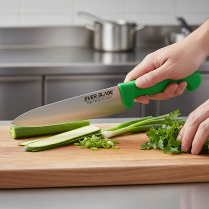professional kitchen chef knife 200mm 8 inch with green handle used for chopping vegetables