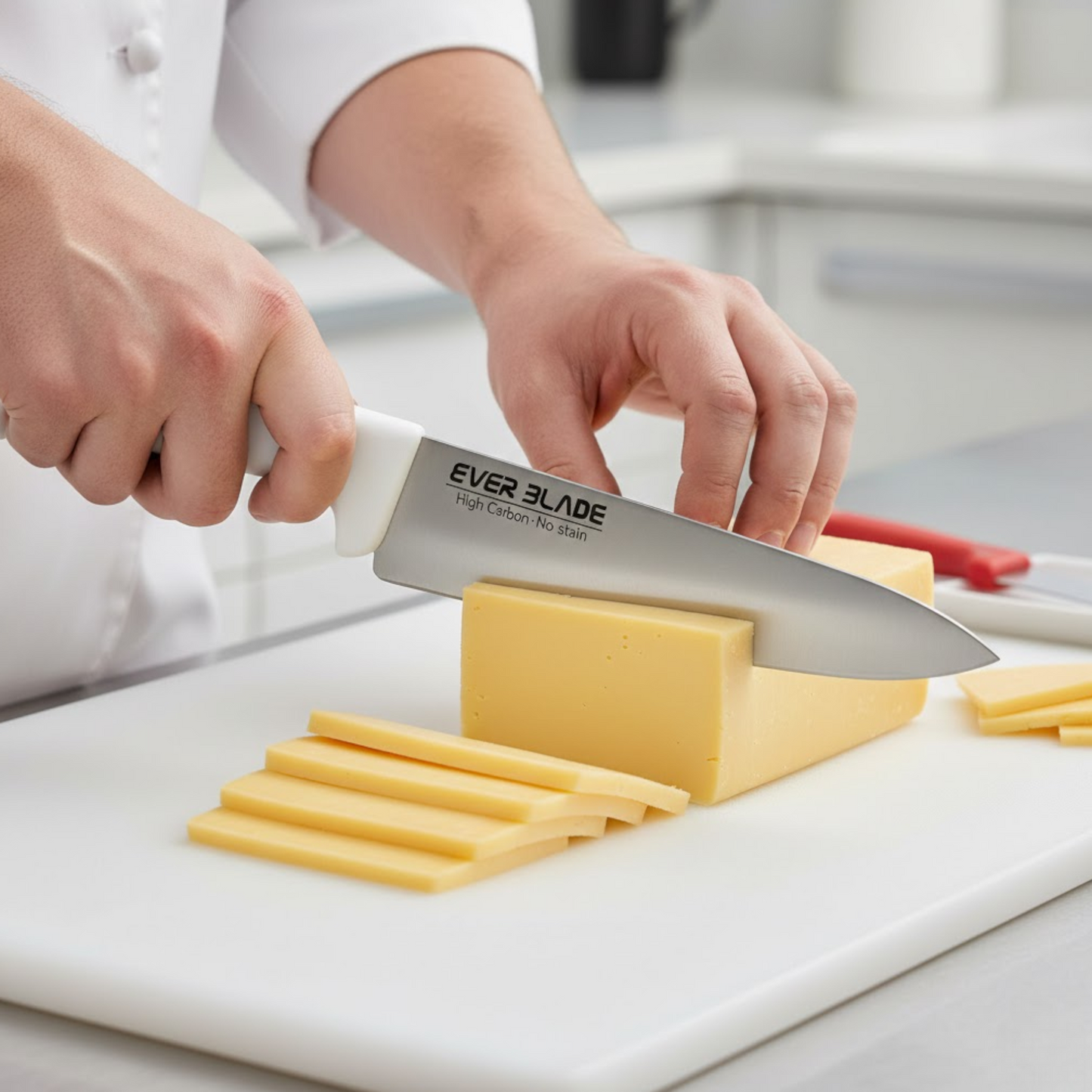 professional kitchen chef knife 200mm 8 inch with white handle used for bakery and dairy prep