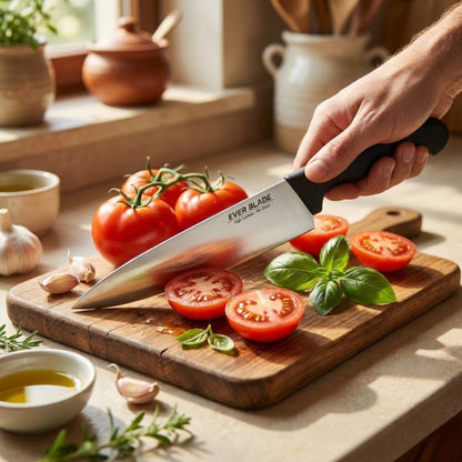 professional kitchen chef knife 250mm with black handle used for high volume prep