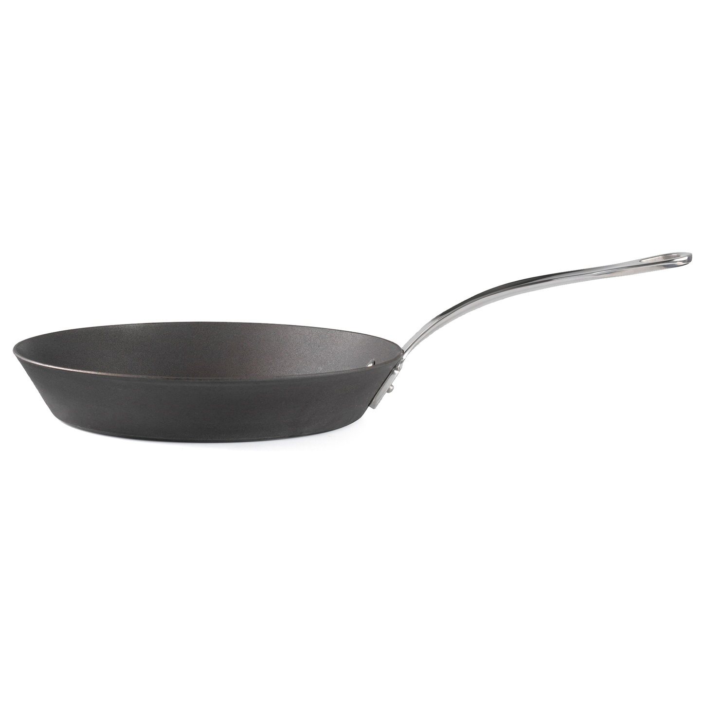 Samuel Groves 10 inch seasoned carbon steel frying pan 25cm UK made induction compatible profile view