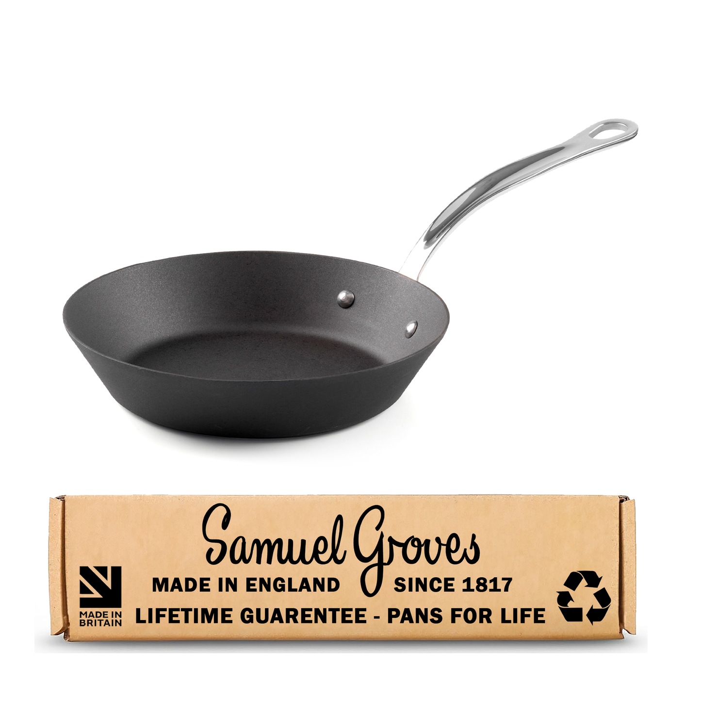 20cm seasoned carbon steel frying pan made in England induction and oven safe