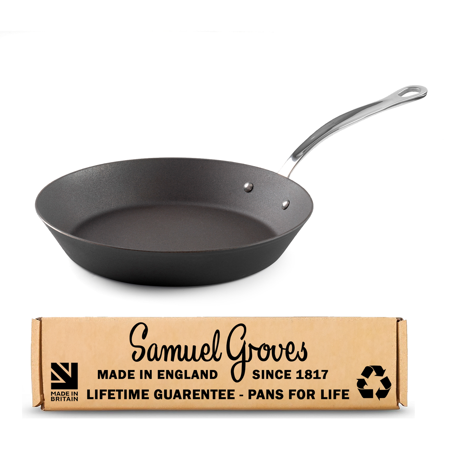 25cm carbon steel frying pan made in England induction and oven safe