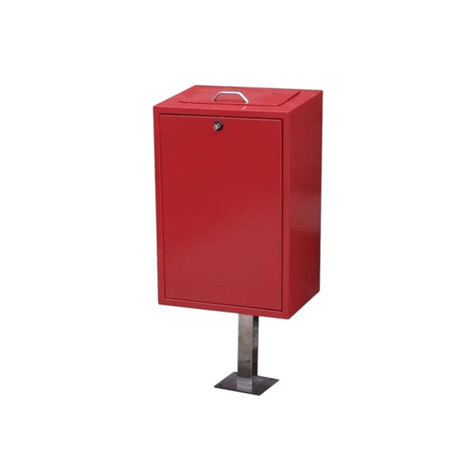 Red Metal Steel Street Bin,  With Galvanized Iron Liner - Premium Lawn & Patio from Chabrias Ltd - Just £189.99! Shop now at Chabrias Ltd