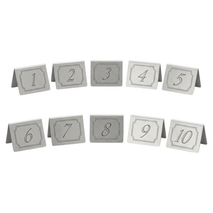 Stainless steel table numbers 1 to 10 freestanding metal tent cards for restaurants
