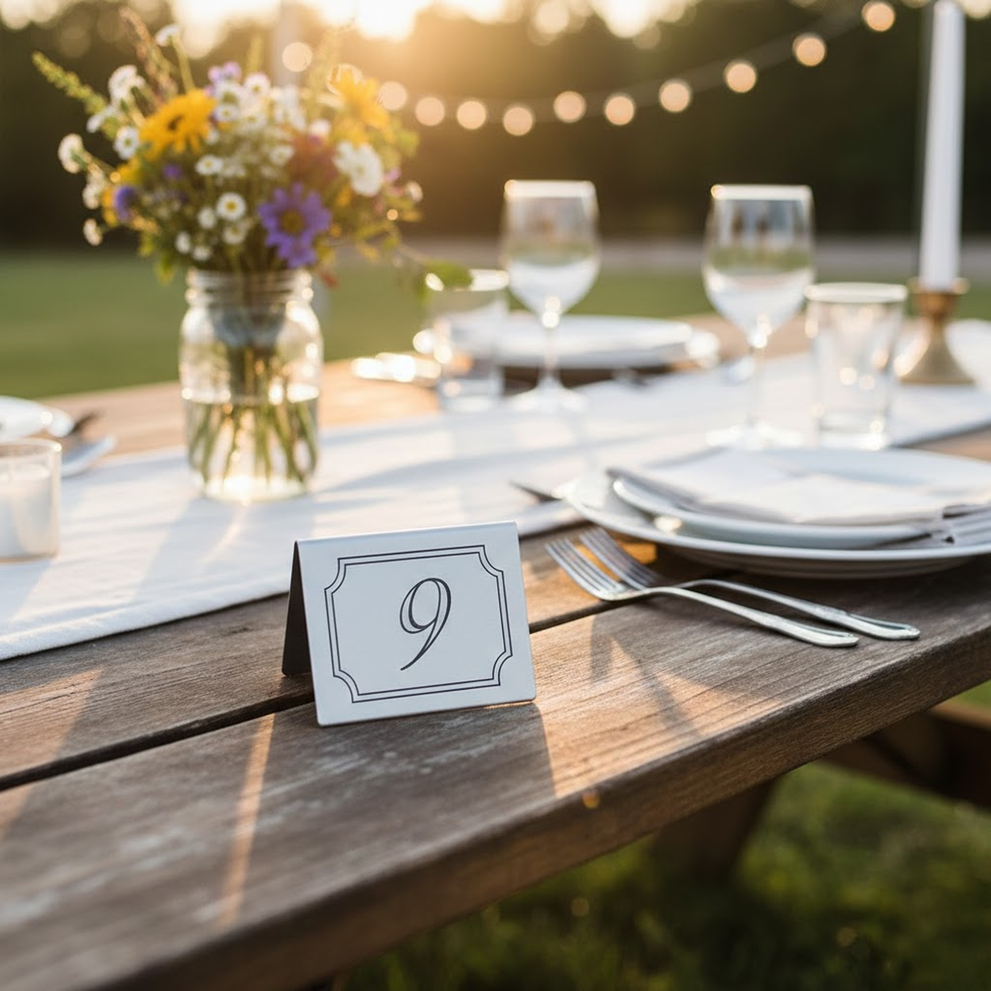Stainless steel table number dimensions showing 50 by 40 millimetres size