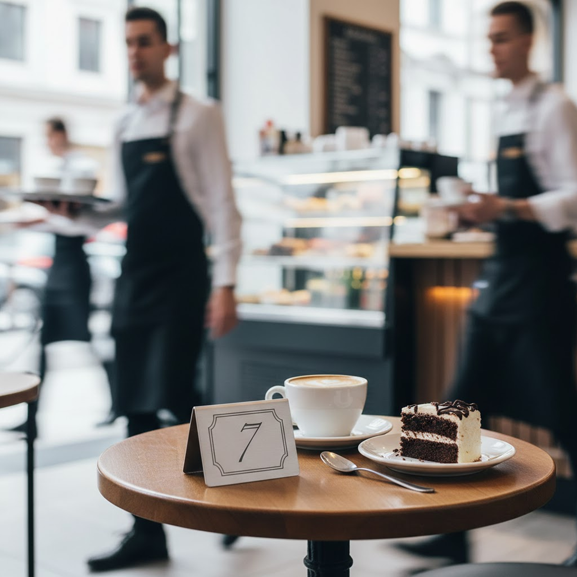 Smooth stainless steel table number surface easy to clean between services