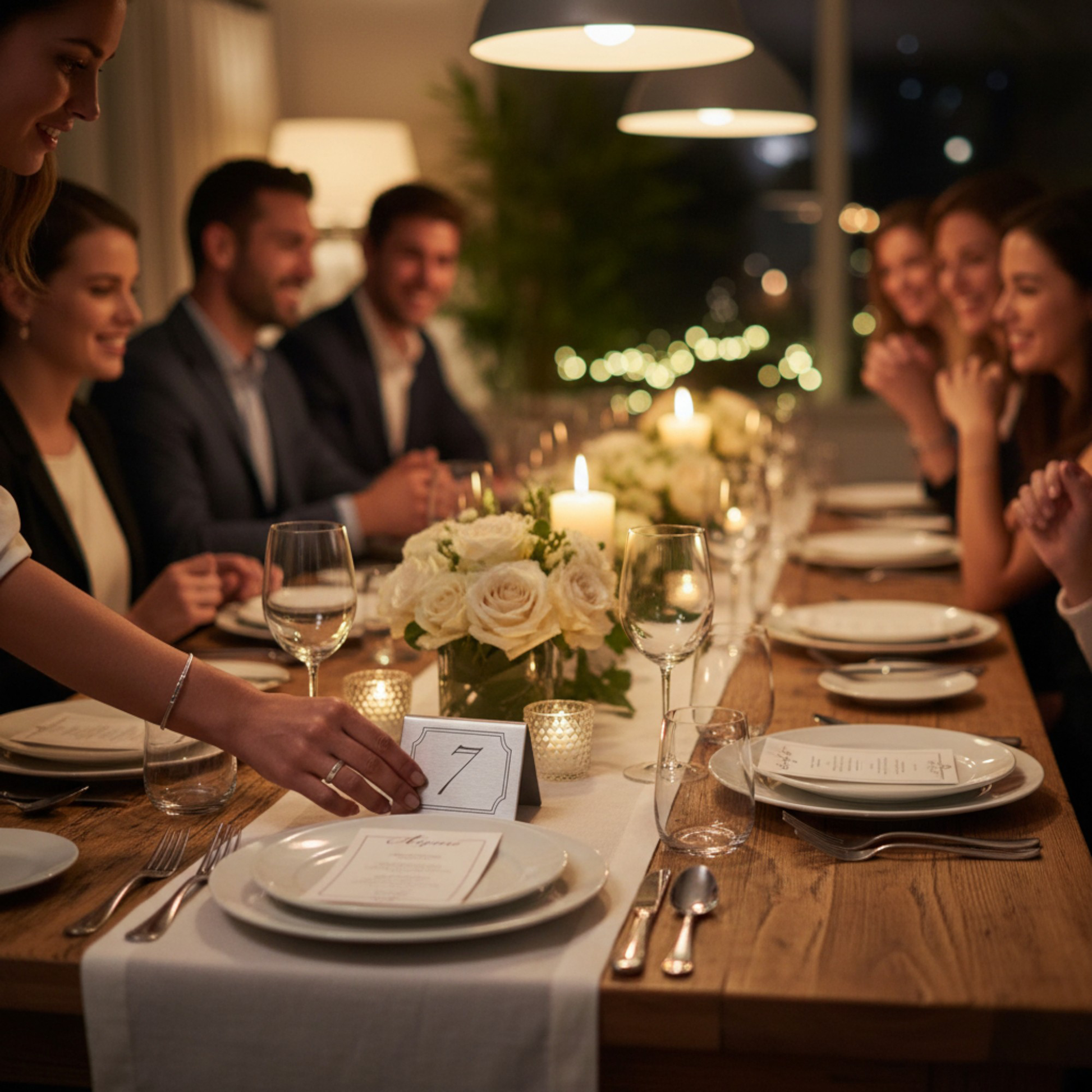 Silver stainless steel table numbers used at wedding reception tables
