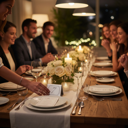 Silver stainless steel table numbers used at wedding reception tables