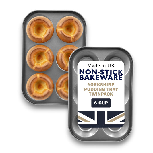 Non-Stick Yorkshire Pudding Bun Oven Tray – Small 6 Cup (2 Piece Set) - Premium Kitchen from Chabrias Ltd - Just £12.99! Shop now at Chabrias Ltd