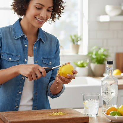 Lemon Zester Peeler, Professional Stainless Steel Zesting Tool for Gin Cocktails, Lime, Oranges - Kitchen Tool with Rubber Grip Handle - 146 mm (5.75")