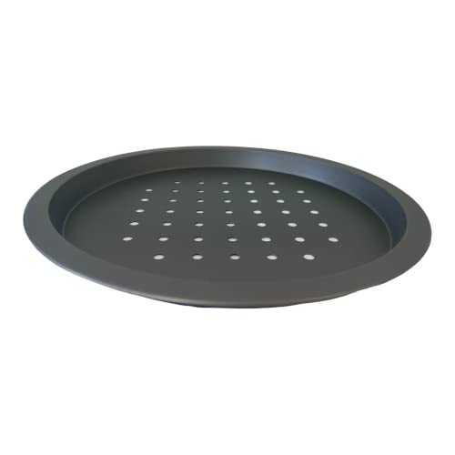 2 x Deep Pizza Pan Oven Round Crisper Chip Twin Pack Baking Tray Large 12 Inch (31cm) Non Stick Coating Made in England