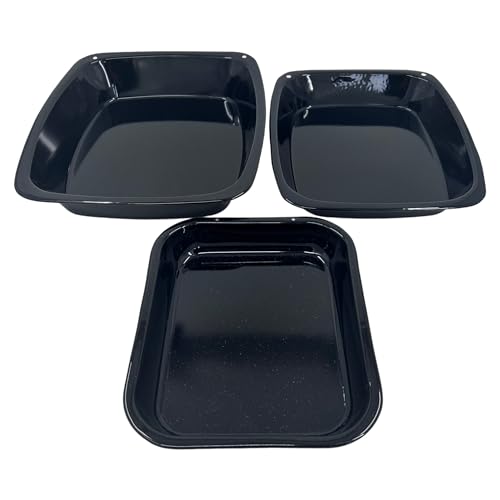 Samuel Groves UK Made 3 Piece Vitreous Enamel Roasting Tin Baking Tray Pans Set 37cm/33cm/28cm - Premium Home from Chabrias - Just £24.95! Shop now at Chabrias Ltd