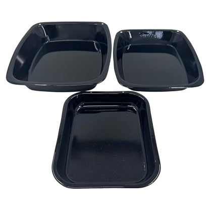 Samuel Groves UK Made 3 Piece Vitreous Enamel Roasting Tin Baking Tray Pans Set 37cm/33cm/28cm - Premium Home from Chabrias - Just £24.95! Shop now at Chabrias Ltd