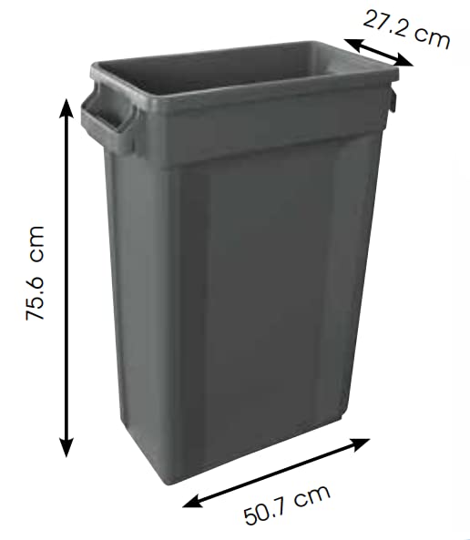 Dark Grey Slim Recycling Bin, 60L