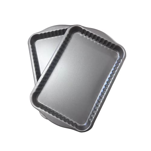 British Non-Stick Twin Pack Fluted Rectangle Quiche Pans