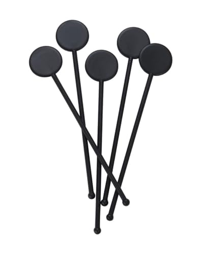 250 7"/17cm Black UK Made Reusable Plastic Cocktail Disk Stirrers - Premium Quality Stir Sticks for Mixing and Garnishing Drinks - Premium Kitchen from Chabrias Ltd - Just £9.49! Shop now at Chabrias Ltd