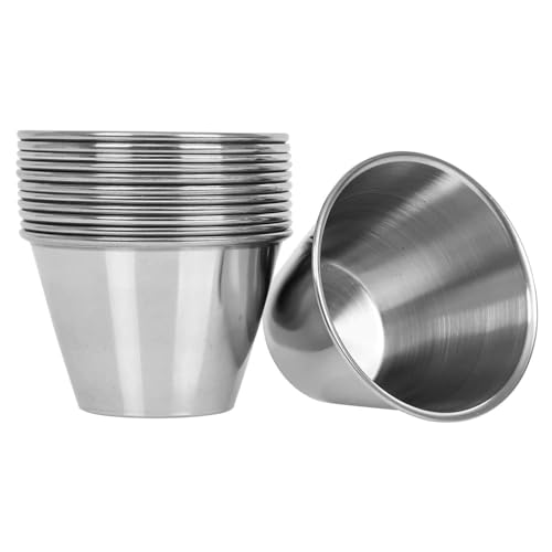 12 Pack Stainless Steel Condiment Sauce Ramekin Cups - 12 oz - Perfect for Dipping and Portion Control, Chips, Fries - Premium Kitchen from Chabrias - Just £12.99! Shop now at Chabrias Ltd