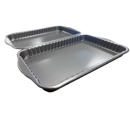 British Non-Stick Twin Pack Fluted Rectangle Quiche Pans