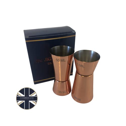 Set of 2 Stainless Steel Gift Boxed Jigger Bar Craft Dual Spirit Measure Cup 25ml/50ml Double Jigger for Bar Party Wine Cocktail Drink Shaker Shot Measure - Premium Kitchen from Chabrias Ltd - Just £7.99! Shop now at Chabrias Ltd