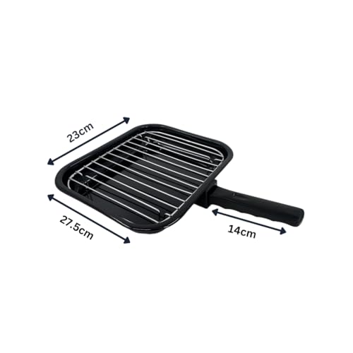 28cm British Vitreous Enamel Grill Pan & Handle, Wire Rack