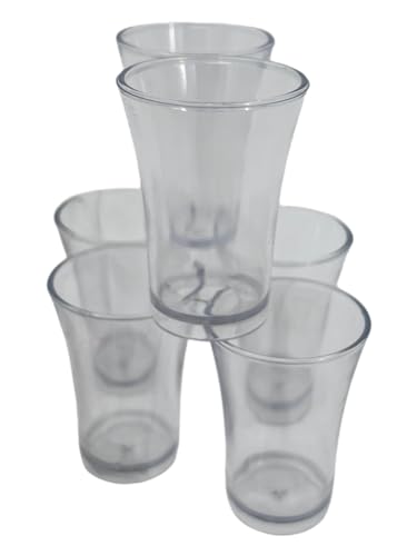 Pack of 6 Plastic Shot Glasses, 50ml