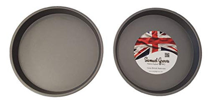 Samuel Groves 7" Cake Tin Victoria Sandwich Twin Pack Non Stick Fixed Base Made in England - Premium Home from Chabrias Ltd - Just £8.99! Shop now at Chabrias Ltd