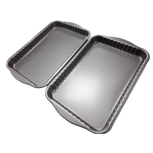 British Non-Stick Twin Pack Fluted Rectangle Quiche Pans