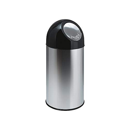 V-Part Waste Container with Push Lid 40 Litres Stainless Steel Black - Premium Home from Chabrias - Just £44.99! Shop now at Chabrias Ltd