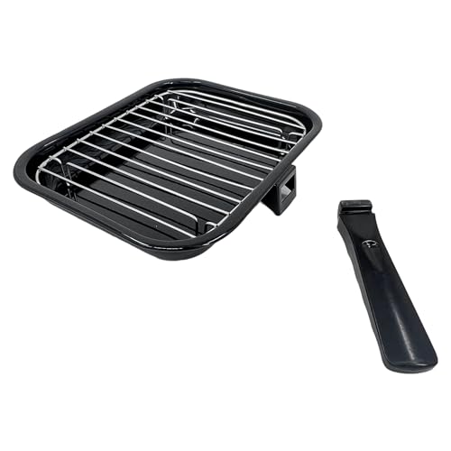 28cm British Vitreous Enamel Grill Pan & Handle, Wire Rack