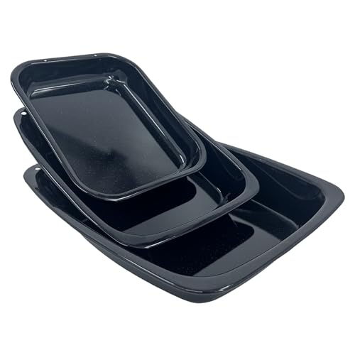 Samuel Groves UK Made 3 Piece Vitreous Enamel Roasting Tin Baking Tray Pans Set 37cm/33cm/28cm - Premium Home from Chabrias - Just £24.95! Shop now at Chabrias Ltd